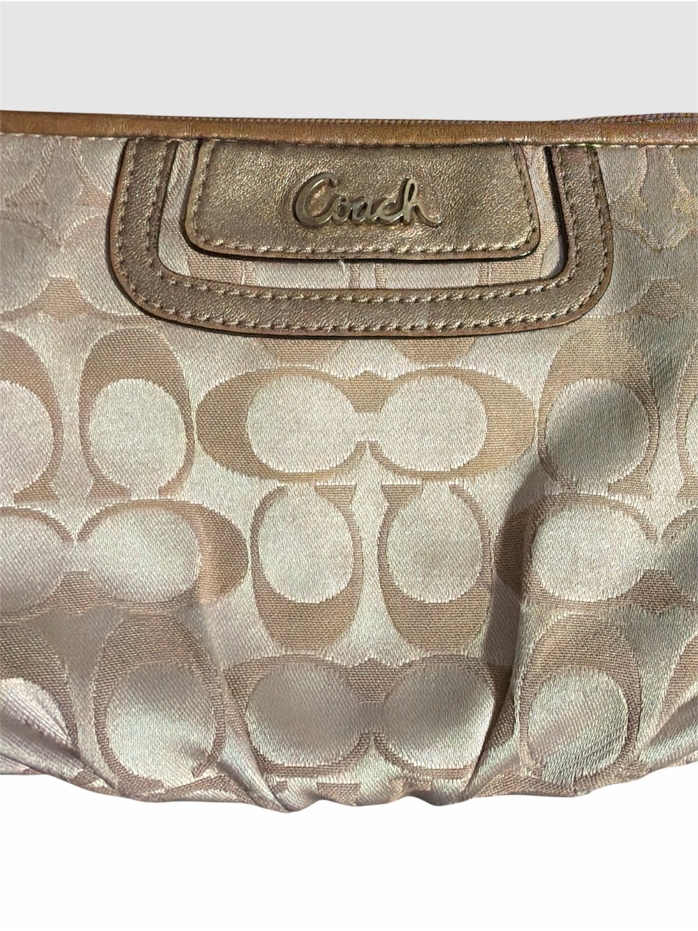 Coach Metallic Gold Signature Wristlet Clutch - Picture 2 of 5